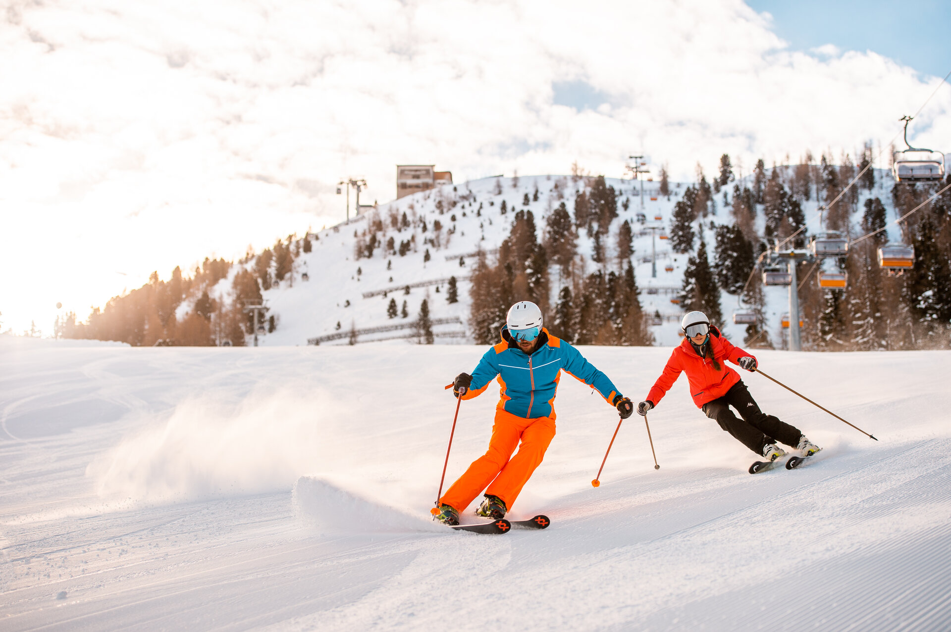 Pista nera Piavac skiarea Moena/Alpe Lusia | © Mattia Rizzi - Archivio immagini ApT Val di Fassa Sciatori sulla pista Piavac skiarea Moena/Alpe Lusia | © Mattia Rizzi - Archivio immagini ApT Val di Fassa